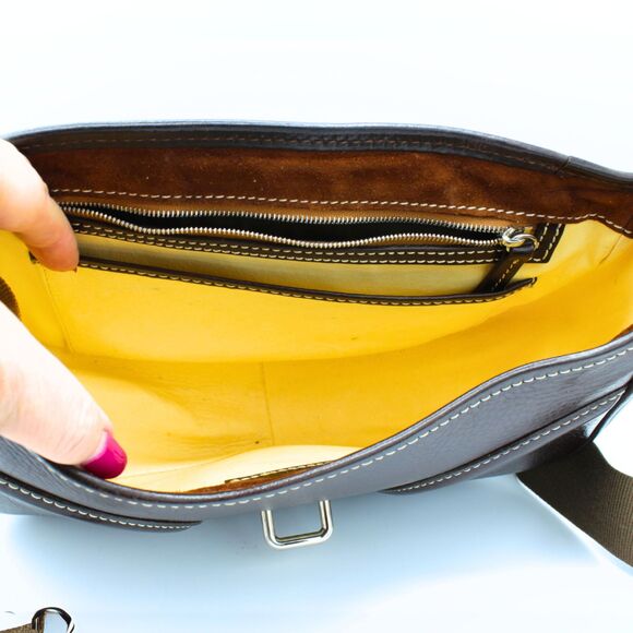 Dooney & Bourke Florentine Toscana Crossbody Purse Brown Leather Saddle Bag - Picture 7 of 11